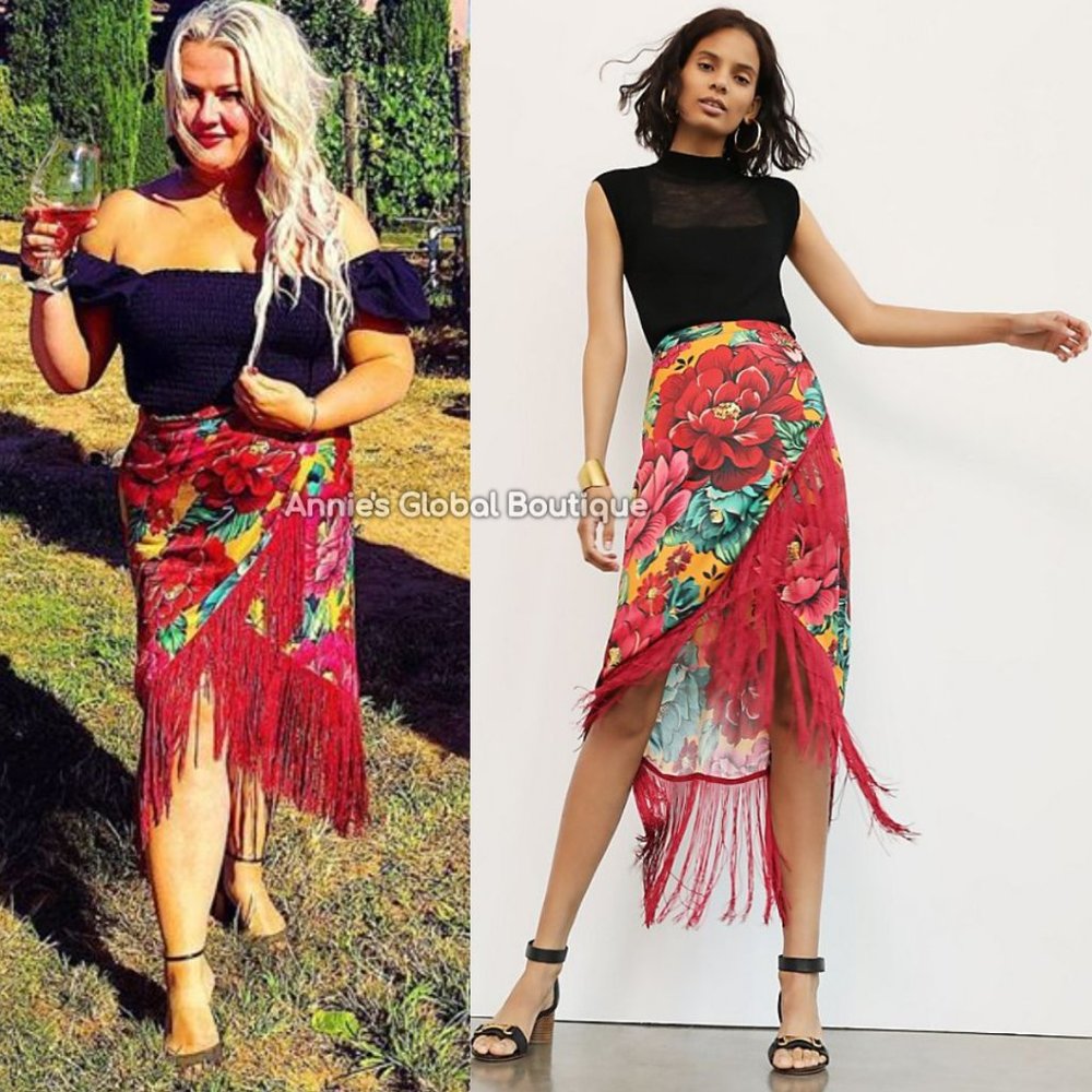 ANTHROPOLOGIE Farm Rio Benita Fringed Wrap Skirt - Picture 8 of 15